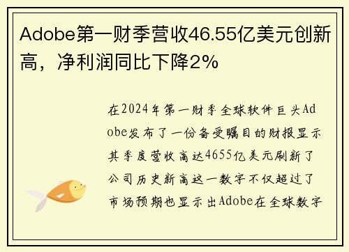 Adobe第一财季营收46.55亿美元创新高，净利润同比下降2%